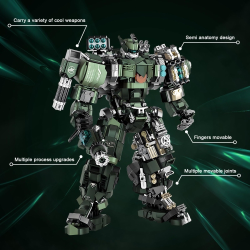 HIGH GODO Mech Building Blocks Set for Adults?Motorized Robot Model Building Kit with Multiple Weapons, Hard Core Indust