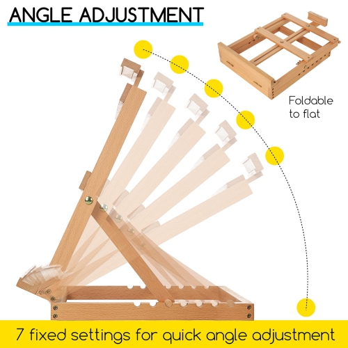 MEEDEN – Chevalet en bois robuste avec cadre en H pour studio de table, bois de hêtre massif, hauteur réglable, bureau, chevalet de table en bois pour