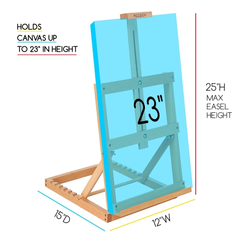 MEEDEN – Chevalet en bois robuste avec cadre en H pour studio de table, bois de hêtre massif, hauteur réglable, bureau, chevalet de table en bois pour