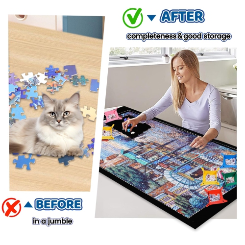 Koeuoi Jigsaw Puzzle Mat Roll Up 3000 2000 1500 1000 Pieces Felt Puzzle Pad Storage Folder Sorting Trays Saver Adults Po