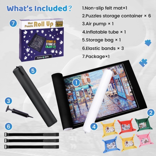 Koeuoi Jigsaw Puzzle Mat Roll Up 3000 2000 1500 1000 Pieces Felt Puzzle Pad Storage Folder Sorting Trays Saver Adults Po