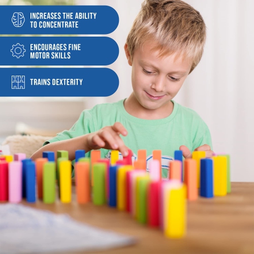 Calmado - Dominoes, 1000 pcs Dominoes Set, Games/Toy Made from Wood, Family Games Domino Grand Edition Set + Bag+ Instru