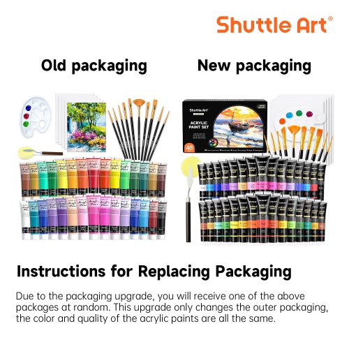 Shuttle Art – Ensemble de peinture acrylique, 30 couleurs, peinture acrylique avec 10 pinceaux 5 1 toile 1 couteau à peinture 1 palette 48
