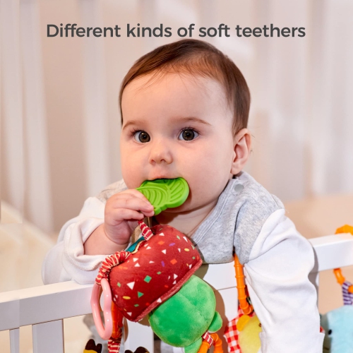 TUMAMA Baby Toys for 0, 3, 6, 9, 12 Months, Handbells Baby Rattles with Teethers Soft Plush Early Development Stroller C