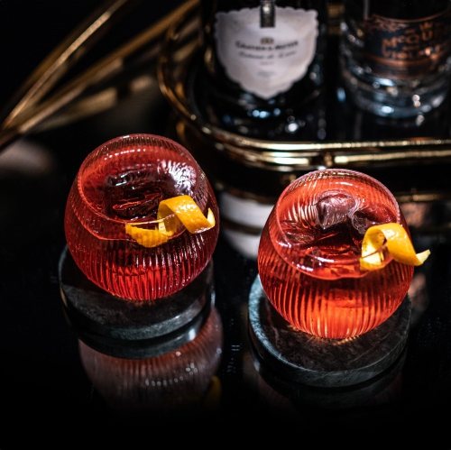 Verres vintage Art déco Gin et ballon tonique | Ensemble de 4 | Copas en cristal sans pied 13,5&nbsp;oz pour cocktails de Gin |