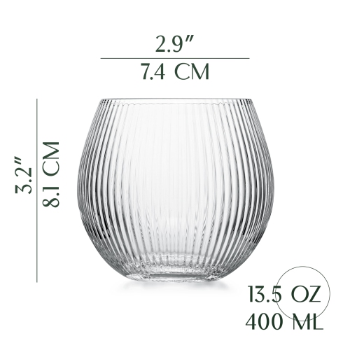 Verres vintage Art déco Gin et ballon tonique | Ensemble de 4 | Copas en cristal sans pied 13,5&nbsp;oz pour cocktails de Gin |