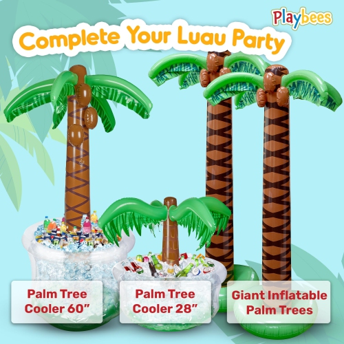 Inflatable Palm Tree Cooler 60" - 2 Pack Blow Up Palm Tree Party Cooler, Luau Hawaiian Tropical Beach Theme, Summer Swim