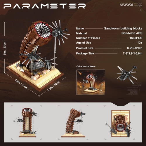 Sandworm Building Blocks Set for Boy 8-12, Comes with Suspended Ornithopter Building Blocks Toy, Creative Building Block