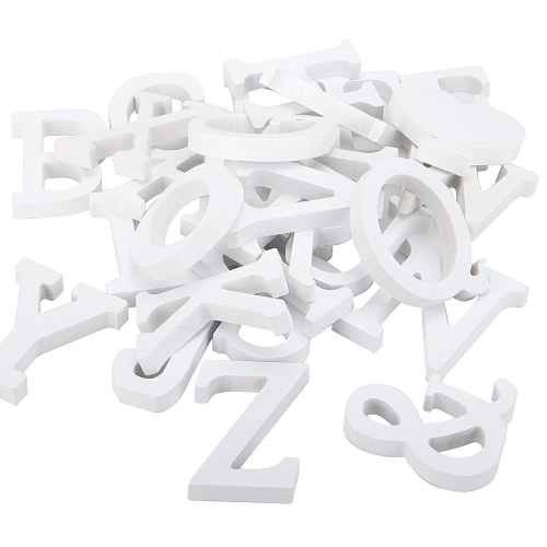 HOZEON 56 PCS Decorative Wooden Letter, White Free-Standing Wood Letters, Modern and Stylish Wall Letters for Bedroom, W