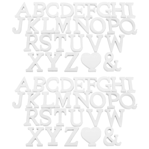 HOZEON 56 PCS Decorative Wooden Letter, White Free-Standing Wood Letters, Modern and Stylish Wall Letters for Bedroom, W