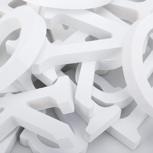 HOZEON 56 PCS Decorative Wooden Letter, White Free-Standing Wood Letters, Modern and Stylish Wall Letters for Bedroom, W