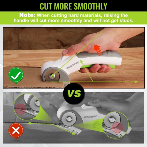 Ciseaux électriques sans fil WORKPRO, ciseaux puissants rechargeables 4&nbsp;V pour le tissu, le cuir, les tapis et le carboa