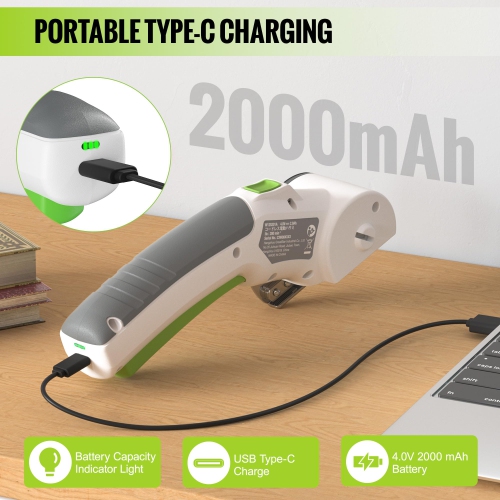 Ciseaux électriques sans fil WORKPRO, ciseaux puissants rechargeables 4&nbsp;V pour le tissu, le cuir, les tapis et le carboa