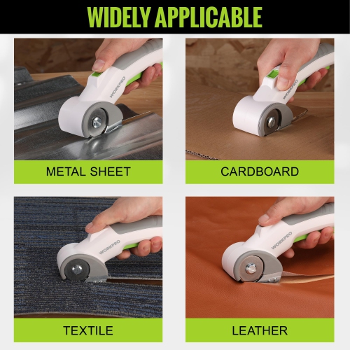Ciseaux électriques sans fil WORKPRO, ciseaux puissants rechargeables 4&nbsp;V pour le tissu, le cuir, les tapis et le carboa