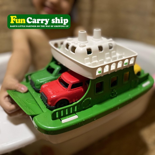 OKGIUGN Ferry Boat Toys Set with 4 Cars and 4 Wind Up Bath Swimming Toys, Kids Bath Toy Floating Vehicle Whales Submarin