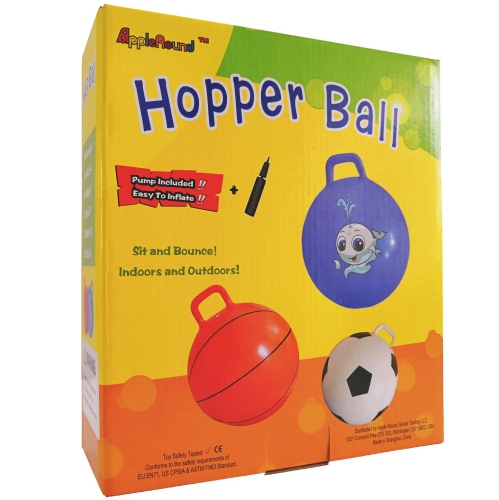 AppleRound Space Hopper Ball with Air Pump, 18in/45cm Diameter for Age 3-7, Kangaroo Bouncer, Hippity Hoppity Hop Ball f