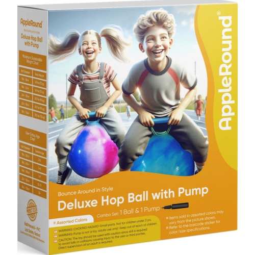 AppleRound Space Hopper Ball with Air Pump, 18in/45cm Diameter for Age 3-7, Kangaroo Bouncer, Hippity Hoppity Hop Ball f