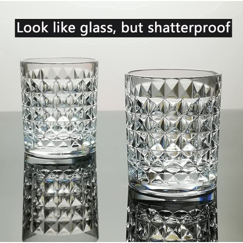 [Look Like Glass] 8 Oz Set of 6 Tritan Plastic Glasses Unbreakable Drinking Cups Dishwasher Safe BPA Free Shatterproof D