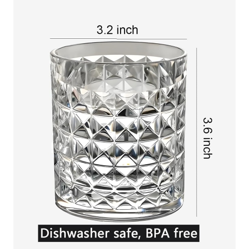 [Look Like Glass] 8 Oz Set of 6 Tritan Plastic Glasses Unbreakable Drinking Cups Dishwasher Safe BPA Free Shatterproof D