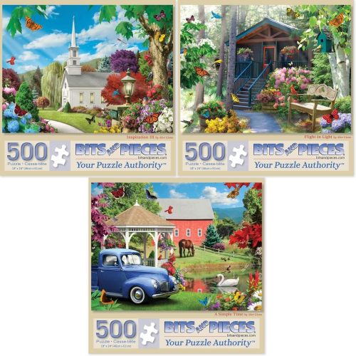 Bits and Pieces - Value Set of Three 500 Piece Jigsaw Puzzles for Adults - Puzzles Measure 48cm x 61cm - Seasons, Sp