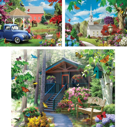 Bits and Pieces - Value Set of Three 500 Piece Jigsaw Puzzles for Adults - Puzzles Measure 48cm x 61cm - Seasons, Sp