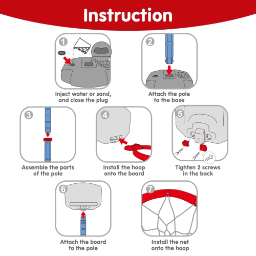 JOYIN Toddler Basketball Arcade Game Set, Adjustable Basketball Goal with 4 Balls for Kids Indoor Outdoor Play, Carnival