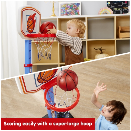 JOYIN Toddler Basketball Arcade Game Set, Adjustable Basketball Goal with 4 Balls for Kids Indoor Outdoor Play, Carnival