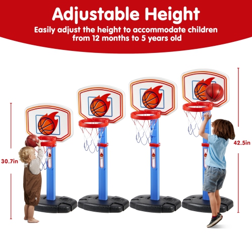 JOYIN Toddler Basketball Arcade Game Set, Adjustable Basketball Goal with 4 Balls for Kids Indoor Outdoor Play, Carnival
