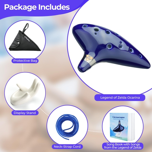 Ohuhu Zelda Ocarina with Song Book, 12 Hole Alto C Zelda Ocarinas Play by Link Triforce