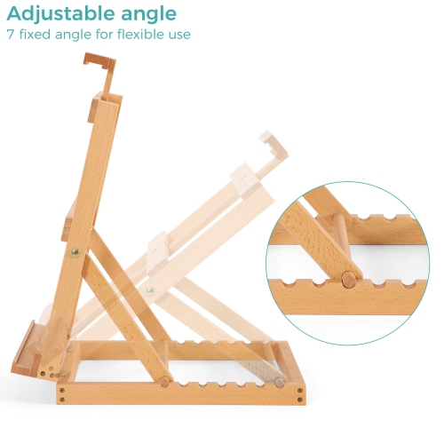 Le chevalet de table en bois robuste avec cadre en H de VISWIN peut contenir jusqu'à 23 toiles