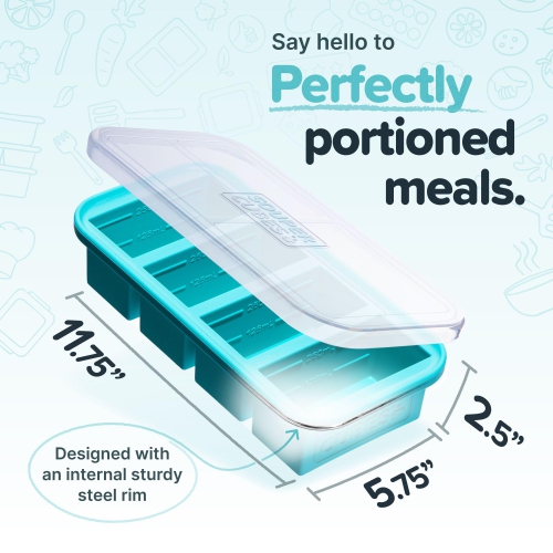 Souper Cubes 1-Cup Extra-Large Silicone Freezing Tray With Lid - Freeze Food Soup Broth Sauce In Perfect 1-Cup Portions,