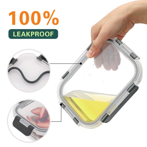 Cuiselect 10 – Contenants de préparation de repas en verre de 22 oz avec couvercles, contenants en verre réutilisables pour aliments avec couvercles,