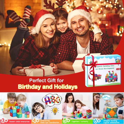 100PCS Magnetic Tiles Magnetic Blocks for Kids 3-5 6-8 8-10 Construction STEM Learning Resources Magnet Building Blocks