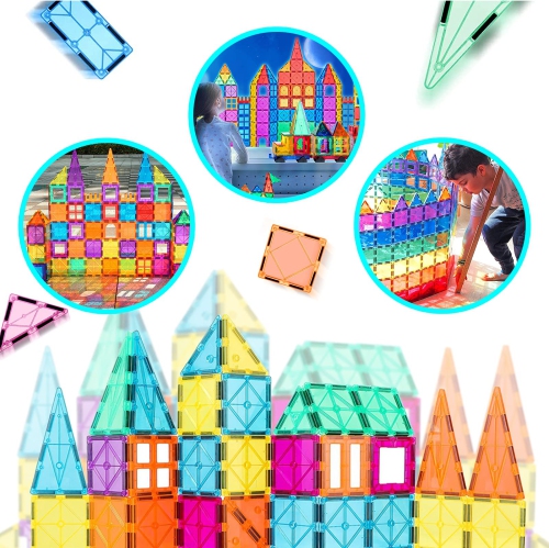 100PCS Magnetic Tiles Magnetic Blocks for Kids 3-5 6-8 8-10 Construction STEM Learning Resources Magnet Building Blocks