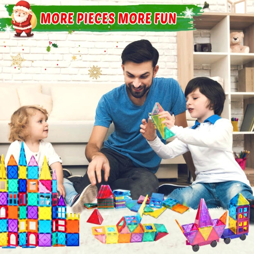 100PCS Magnetic Tiles Magnetic Blocks for Kids 3-5 6-8 8-10 Construction STEM Learning Resources Magnet Building Blocks