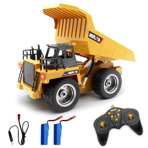 fisca RC Truck 6 Ch 2.4G Alloy Remote Control Dump Truck 4 Wheel Driver Mine Construction Vehicle Toy Machine Model with