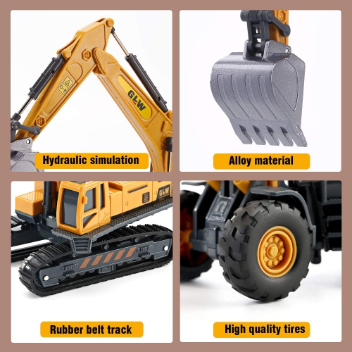 cute stone Construction Vehicles Truck Toy Playset, Kids Engineering Truck set, Crane, Excavator, Cement, Fuel Truck, Wh