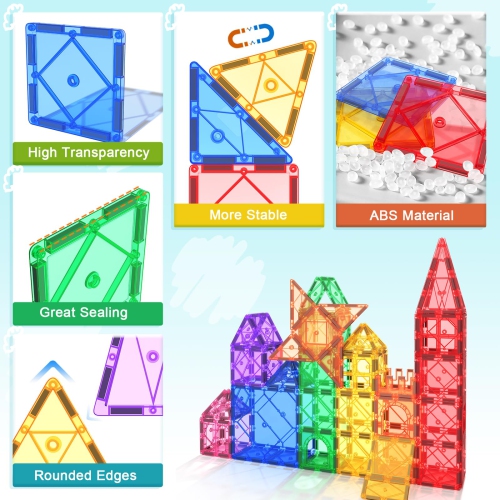 Magnetic Tiles Building Blocks 102pcs Advanced Set STEM Toys for 3+ Year Old Boys and Girls Learning by Playing Montesso