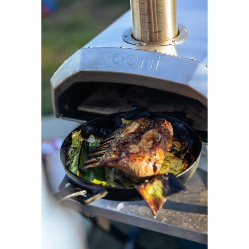 Ooni Cast Iron Skillet - Cast Iron Pan - Cast Iron Skillet with Removable Handle and Stainless Steel Trivet - Cast Iron