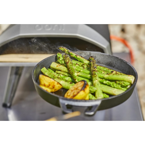 Ooni Cast Iron Skillet - Cast Iron Pan - Cast Iron Skillet with Removable Handle and Stainless Steel Trivet - Cast Iron