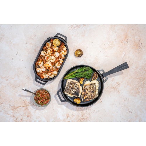 Ooni Cast Iron Skillet - Cast Iron Pan - Cast Iron Skillet with Removable Handle and Stainless Steel Trivet - Cast Iron