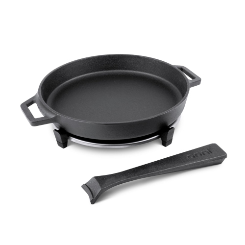 Ooni Cast Iron Skillet - Cast Iron Pan - Cast Iron Skillet with Removable Handle and Stainless Steel Trivet - Cast Iron