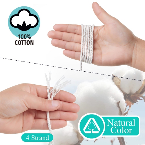ANYWELL 2mm-6mm Macrame Cord 6mm x 218yards, Cotton Cord, Macrame Rope, Corde Macram