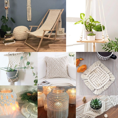 ANYWELL 2mm-6mm Macrame Cord 6mm x 218yards, Cotton Cord, Macrame Rope, Corde Macram