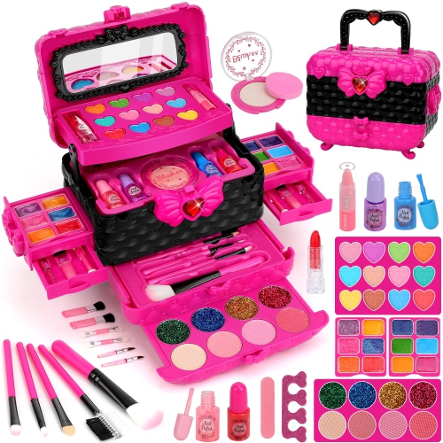 Kids Makeup Kit Girl Toys, 54PCS Teensymic Makeup Toys for Girls Washable Makeup Princess Make Up Girl Toys Age 4 5 6 7