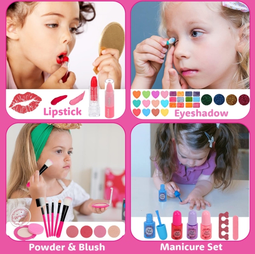 Kids Makeup Kit Girl Toys, 54PCS Teensymic Makeup Toys for Girls Washable Makeup Princess Make Up Girl Toys Age 4 5 6 7