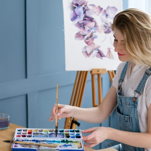 Pinceaux à cheveux professionnel pour écureuil à aquarelle de DUGATO, ensemble de pinceaux à pointe fine pour peintures artistiques