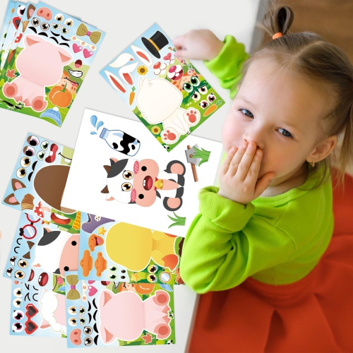 Farm Animals Birthday Party Favors Set 82 PCS Barnyard Animal Masks Sticker Keychains Straw Slap wristbands Rubber Pigs