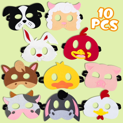 Farm Animals Birthday Party Favors Set 82 PCS Barnyard Animal Masks Sticker Keychains Straw Slap wristbands Rubber Pigs