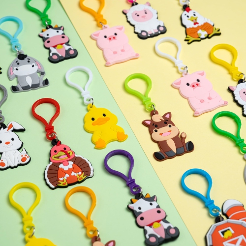 Farm Animals Birthday Party Favors Set 82 PCS Barnyard Animal Masks Sticker Keychains Straw Slap wristbands Rubber Pigs